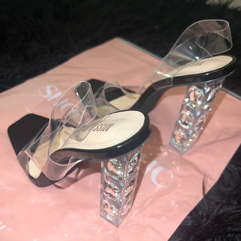 MISS LOLA - Black Acrylic Diamond Heels